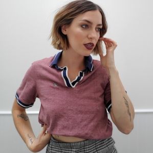 Preppy Collared Burgundy T-shirt